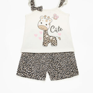 Minerva Baby Girls  Homewear-Pyzama "Cactus-Giraffe" Spagetti top & Shorts art.61932 - Image 2