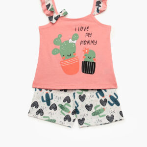 Minerva Baby Girls  Homewear-Pyzama "Cactus-Giraffe" Spagetti top & Shorts art.61932 - Image 1