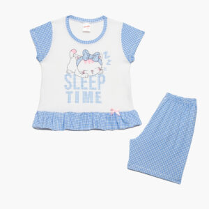 Minerva Girls  BEBE Homewear-Pyzama Short Sleeve (half sleeve) with Checkered shorts art.61933 - Image 4