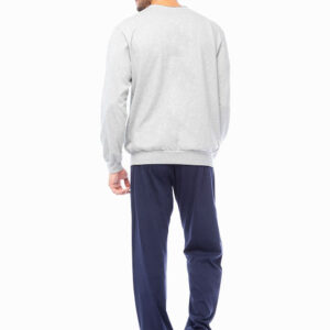 Minerva Πυζάμα Ανδρική V-neck Μακρυμάνικη με Μπάσκες και Παντελόνι με Μπάσκες art.70825 - Image 4