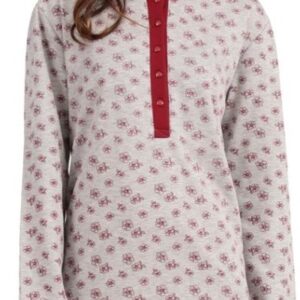 Lydia Creations Homewear Nightgown Rib Sweatshirt Midi Buttons-Floral art.22512 - Image 4