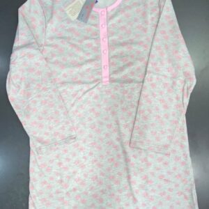 Lydia Creations Homewear Nightgown Rib Sweatshirt Midi Buttons-Floral art.22512 - Image 1