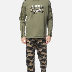 Minerva Men s Homewear-Pyzama "Limitless" Round Neck-Military Pants with Rubber Band art.71016 - Image 1