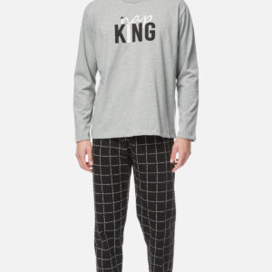 Minerva Men s Homewear-Pyzama "Nap King" Round Neck-Checkered Pants with Rubber Band art.71019