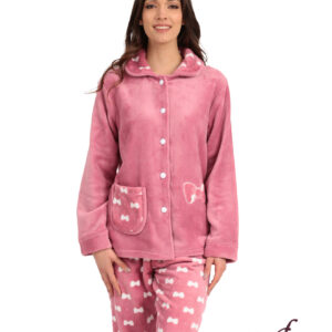 Lydia Creations Homewear Women s Pyzama Fleece Buttons "Bows" art.22558 - Image 4