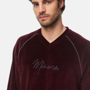Minerva Πυζάμα Ανδρική Βελουτέ V-Neck art.71055 - Image 5