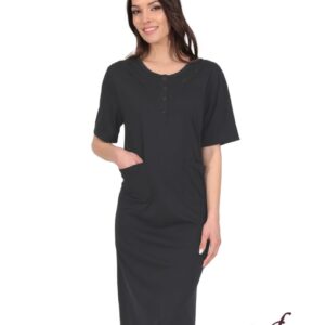 Lydia Creations Outwear Classic Short Sleeve Dress with Buttons and Embroidery Cotton art.22110 - Image 1