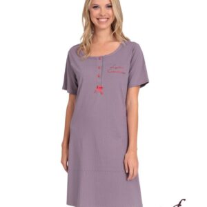 Lydia Creations Νυχτικό Γυναικείο Κοντομάνικο Mini Πουά Πατιλέτα art.22055 - Image 3