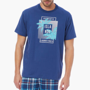 Minerva Men s Homewear Short Sleeve-Checkered Shorts "ISLANDS" art.70981 - Image 3