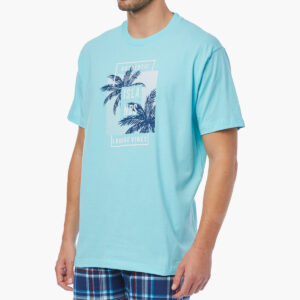 Minerva Men s Homewear Short Sleeve-Checkered Shorts "ISLANDS" art.70981 - Image 1