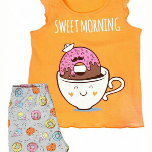 Minerva Πυζάμα Κορίτσι Αμάνικη "Sweet Morning" με Σορτσάκι με Τύπωμα "Donuts" art.61633 - Image 1