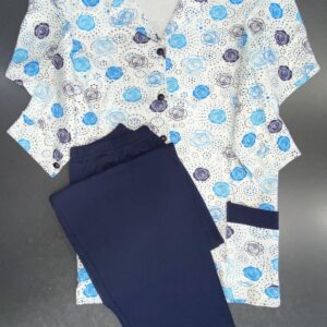 Homewear Women s Nina Buttons 100% Cotton Floral / Single Colour art.409B2 - Image 3