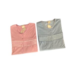 Lydia Creations Homewear Women s Nightgown Buttons Fouter Single Colour Midi Lydia Creations art.23506 - Image 2