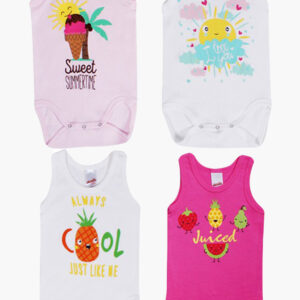 Minerva Baby Girl s Body Underwear S/LESS 4PCS SUMMERTIME art.30522 - Image 1