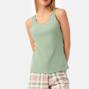 Minerva Women s Sleeveless Pyzama with Checkeres Bermuda Shorts POINTELLE art.52548 - Image 1