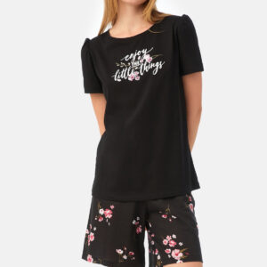Minerva Women s Short Sleeve Shirt with Floral Barmuda Shorts art.52559 - Image 1