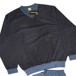 Minerva Men s Homewear Long Sleeve V-neck with Pocket and Rubber band on the blouse and trousers art.70444 - Image 2