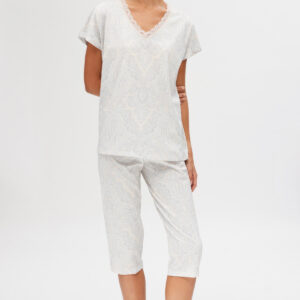 Minerva Women s Pajamas Short Sleeve V Capri Paisley art.53108 - Image 1