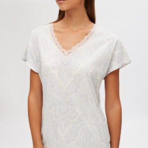 Minerva Women s Pajamas Short Sleeve V Capri Paisley art.53108 - Image 2