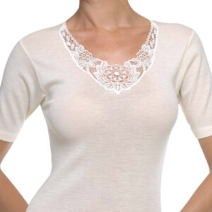 Helios Women s Short Sleeve Undershirt 100% wool with Motif art.80842 - Image 4